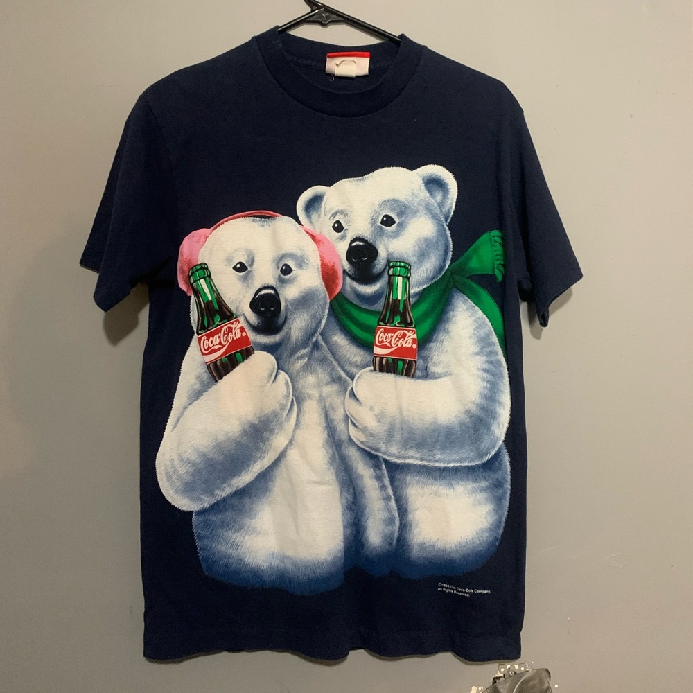 Vintage 1994 Coca Cola polar bear cheers shirt